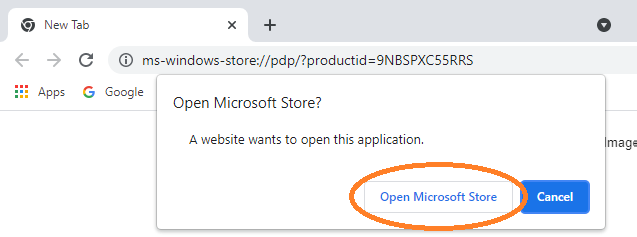 Open Microsoft Store Prompt